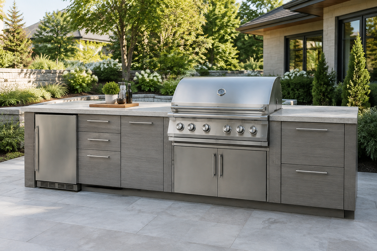 Premium modular outdoor kitchen in a modern backyard