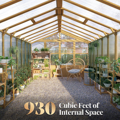 10 X 13.2-Ft Wooden Greenhouse