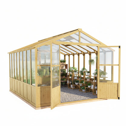 10 X 13.2-Ft Wooden Greenhouse