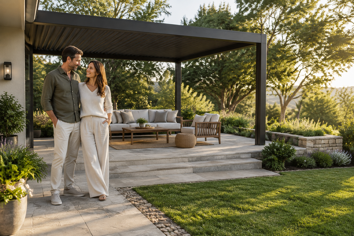 Warm residential outdoor lifestyle scene